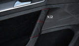 RED STITCH 2X FRONT DOOR HANDLE SKIN COVERS FITS VW GOLF MK7 VII JETTA 13+