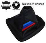 BLACK STITCH LEATHER GEAR GAITER FITS BMW 5 SERIES E60 E61 03-10 TRI STRIPES