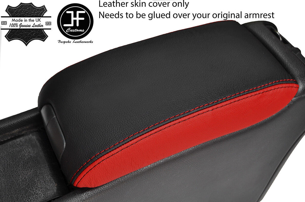 BLACK & RED ARMREST LEATHER COVER FOR MERCEDES C CLASS C203 W203 COUPE 01-07