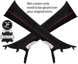 RED STITCHING 2X A PILLAR REAL SUEDE COVERS FITS FORD MONDEO MK5 2014-2018