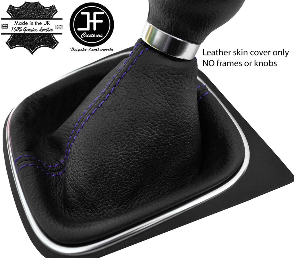 PURPLE STITCHING TOP GRAIN LEATHER MANUAL GEAR GAITER FITS VW GOLF MK6 VI 09-13
