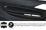 YELLOW STITCH 2X FRONT DOOR CARD TRIM LEATHER COVERS FITS CITROEN C3 DS3 10-15
