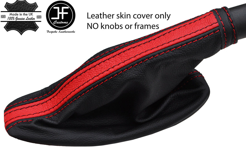 BLACK RED STRIPE TOP GRAIN LEATHER HANDBRAKE GAITER FOR RENAULT LAGUNA 01-07