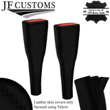BLACK LUX-STITCH LEATHER 2X LONG SEAT BELT COVERS FITS JAGUAR X TYPE 01-09