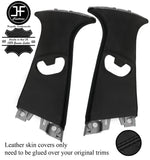 BLACK STITCH 2X UPPER B PILLAR LEATHER COVERS FOR BMW 1 SERIES F20 2011-2019
