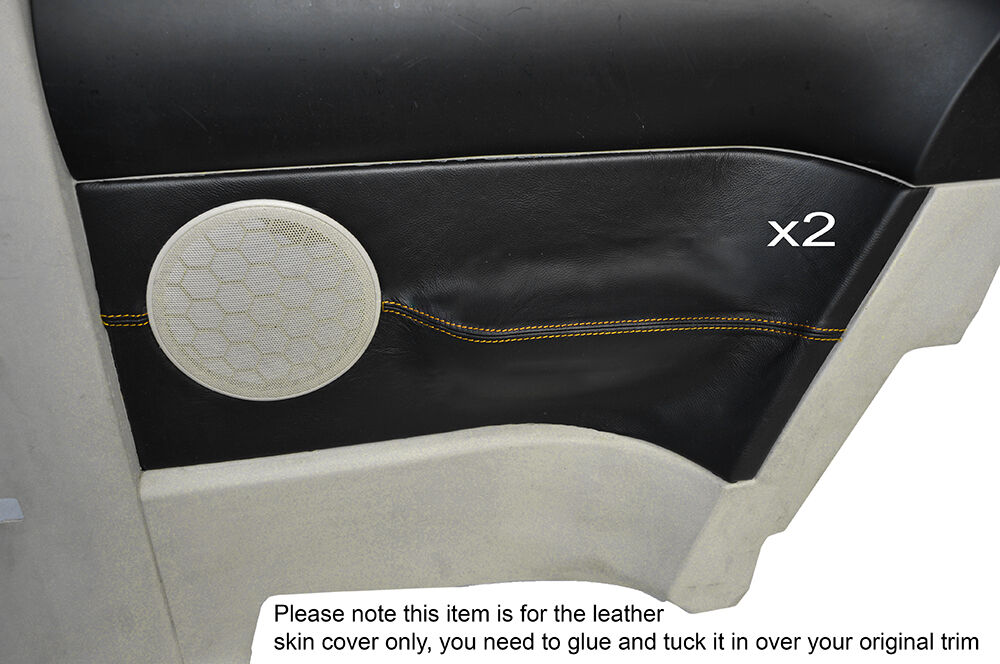 YELLOW STITCHING 2X REAR DOOR CARD TRIM SKIN COVERS FITS VW BEETLE 1998-2011