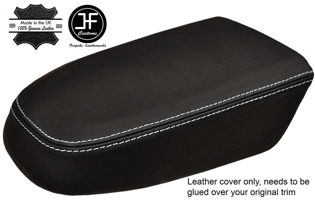WHITE STITCHING REAL LEATHER ARMREST LID COVER FITS FORD KUGA MK2 2013-2017