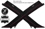 RED  STITCH 2X A PILLAR REAL SUEDE COVERS FITS BMW X5 E70 2007-2013 CUSTOM NEW