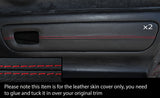 RED STICH 2X DOOR CARD TRIM LEATHER SKIN COVERS FITS TOYOTA MR2 MK3 2000-2007