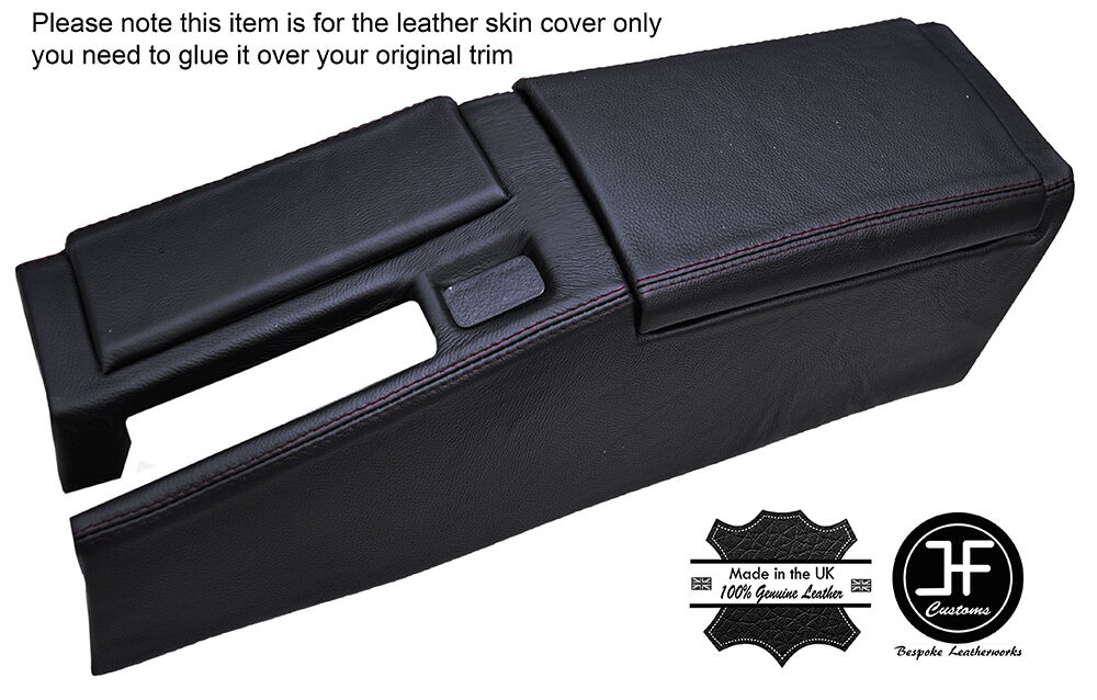 BLACK STICH CENTRE CONSOLE & ARMREST LEATHER COVERS FOR HONDA CRX DEL SOL 92-98