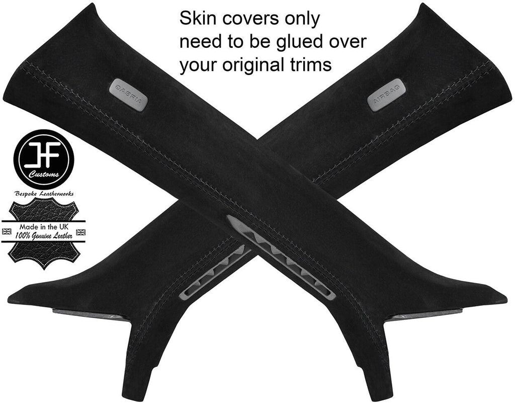 BLACK STITCH 2X A PILLAR REAL SUEDE COVERS FITS AUDI TT MK3 COUPE 2015-2019