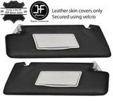 BLACK REAL LEATHER 2X SUN VISORS COVERS FITS LAND ROVER DISCOVERY 4 2009-2016