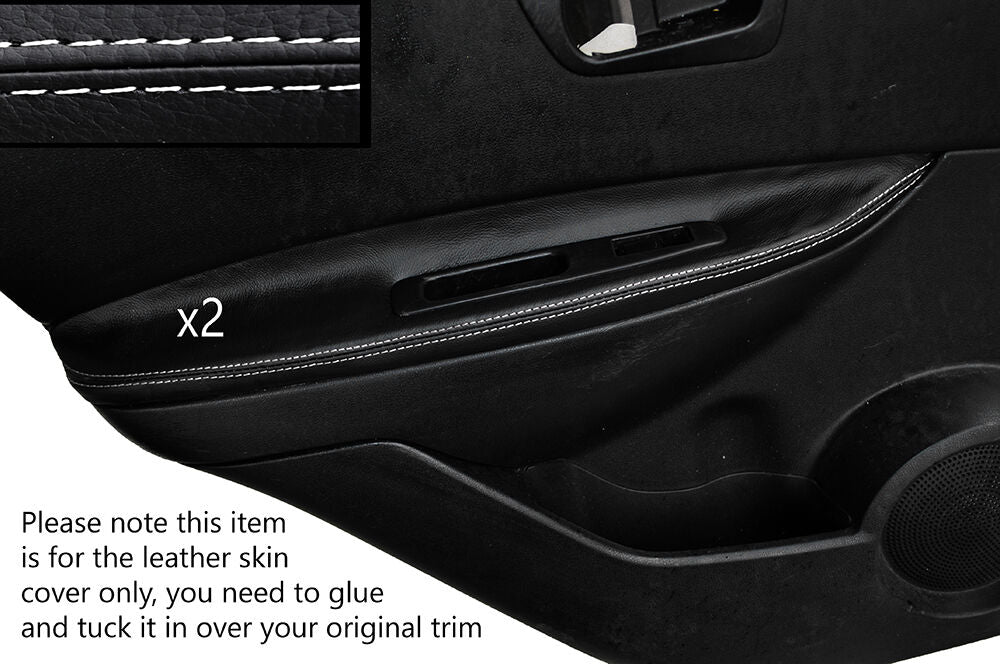 WHITE STITCHING 2X REAR DOOR ARMREST SKIN COVERS FITS NISSAN QASHQAI 07-13