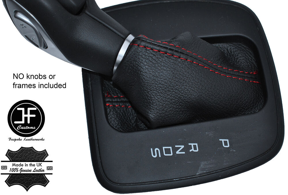 RED STITCH AUTO AUTOMATIC LEATHER GEAR GAITER FITS FORD KUGA 2013-2016