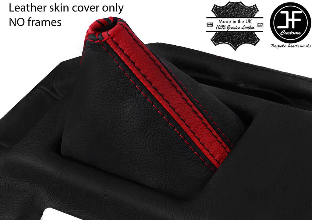 BLACK & RED STRIPE TOP GRAIN LEATHER GEAR GAITER FOR TOYOTA MR2 MK1 1984-1990