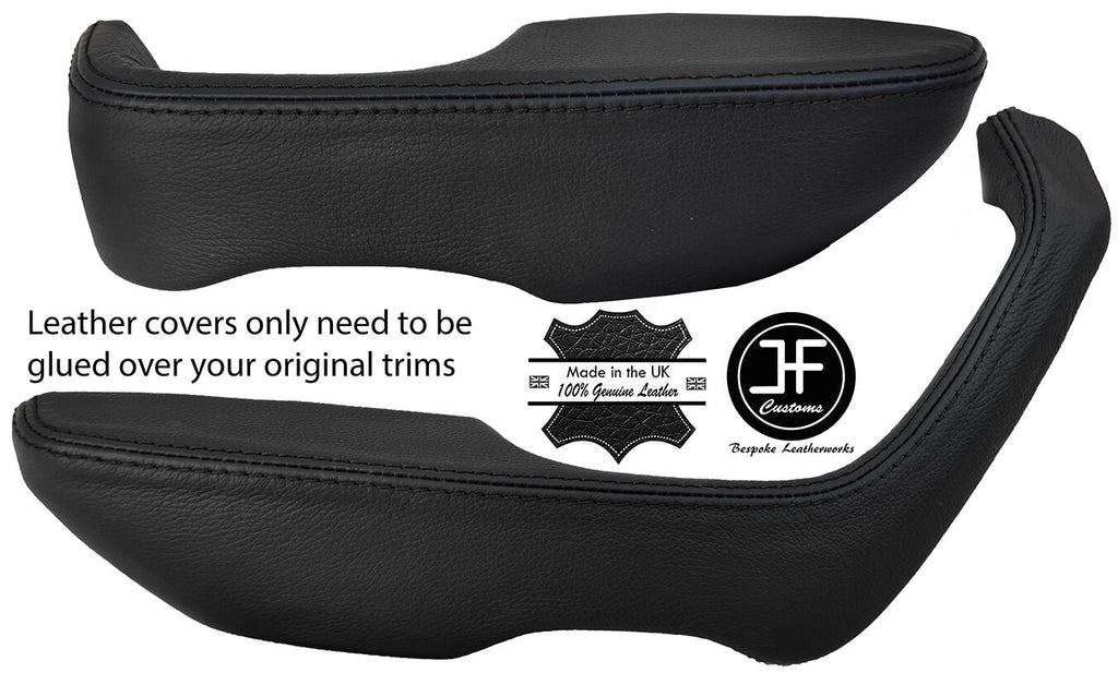 BLACK STITCH 2X FRONT DOOR HANDLE ARMREST LEATHER COVERS FITS BMW E21 1975-1984