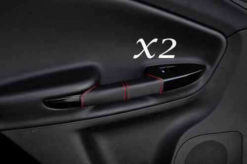 RED STITCHING FITS ALFA ROMEO GIULIETTA 10-13+ 2X REAR DOOR HANDLE LTHR COVERS