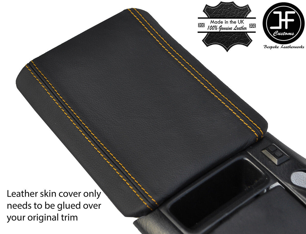 YELLOW STITCHING TOP GRAIN LEATHER ARMREST LID COVER FITS HONDA S2000 1999-2003
