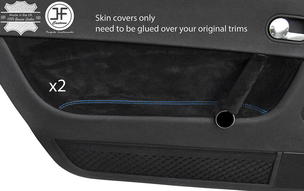 BLUE STITCHING 2X FRONT DOOR CARD SUEDE COVERS FITS AUDI TT MK1 1998-2006