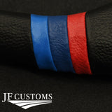 TRI STRIPE LEATHER STEERING WHEEL LOWER TRIM COVER+FRAME FITS BMW F10 F11