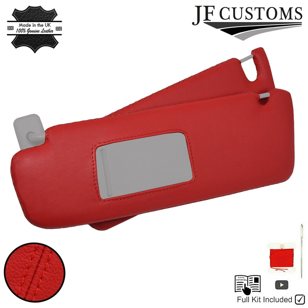 RED CROSS STITCH LEATHER 2X SUN VISOR SET COVER FOR PORSCHE CAYENNE 955 03-10
