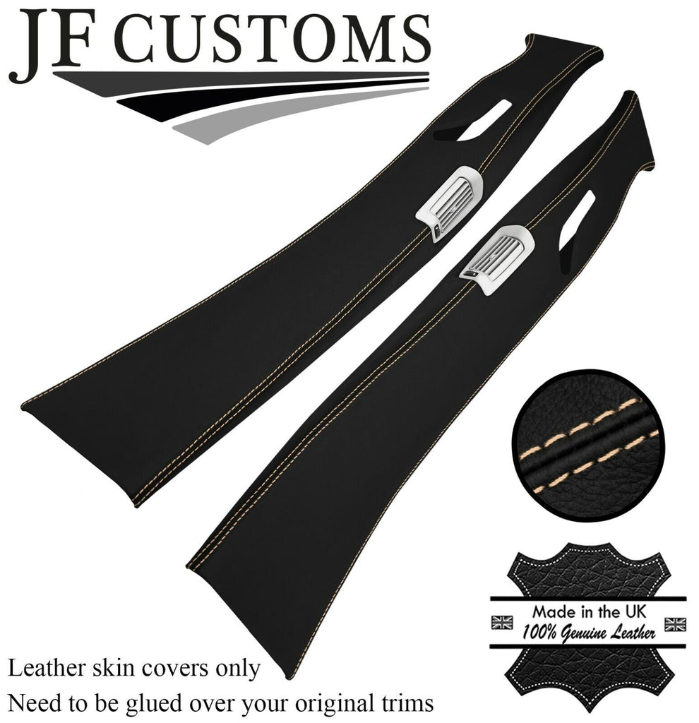CREAM STITCH LEATHER 2X UPPER LOWER B PILLAR COVERS  FOR VOLVO XC90 02-06