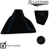 L BLUE STITCH SUEDE GEAR GAITER + PLASTIC FRAME FOR BMW 1 SERIES F20 F21 11-17