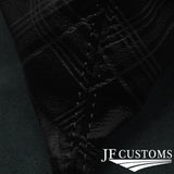 FOR VW T5 TRANSPORTER BLACK STITCH LEATHER UV PRINTED TARTAN GEAR + FRAME