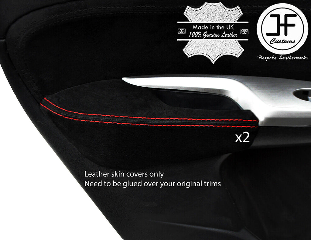 RED STITCH 2X REAR DOOR ARMREST SUEDE COVERS FOR HONDA CIVIC 06-12 STYLE 2