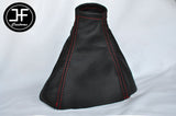 RED STITCHING FITS LANOS 1997-2002 GEAR STICK GAITOR REAL LEATHER CUSTOM NEW
