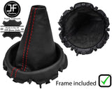 RED STITCH LEATHER GEAR GAITER + PLASTIC FRAME FOR BMW MINI R50 R53 2001-2006