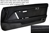 GREY STITCH 2X FULL DOOR CARD LEATHER SKIN COVER FITS TOYOTA SUPRA MK3 86-93