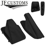 BLACK LUX-STITCH LEATHER GEAR HANDBRAKE SET + PLASTIC FRAMES FOR BMW E36 91-98