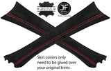 RED STITCH 2X A PILLAR REAL SUEDE COVERS FITS MERCEDES E CLASS W211 02-08