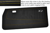 YELLOW STITCH 2X FRONT FULL DOOR CARD SKIN COVERS FITS FORD ESCORT MK2 COUPE 2DR