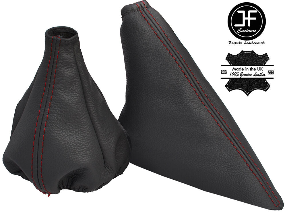 RED STITCHING GEAR GAITER HANDBRAKE FITS FIAT PANDA 2003-2012 GREY LEATHER