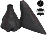RED STITCHING GEAR GAITER HANDBRAKE FITS FIAT PANDA 2003-2012 GREY LEATHER