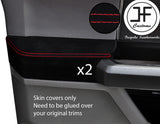 RED STITCH 2X REAR DOOR CARD TRIM SUEDE COVER FOR FORD F-150 F150 15-19