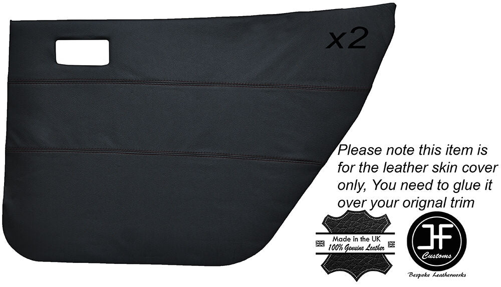 BLACK STITCH 2X REAR DOOR CARD SKIN COVERS FITS DATSUN CHERRY 100A F-11 74-78
