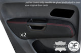 RED STITCH 2X REAR DOOR ARMREST LEATHER COVERS FITS VW AMAROK 2010-2017