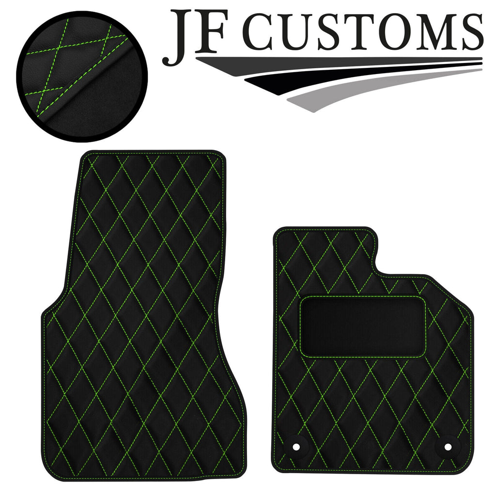 GREEN DIAMOND STITCH VINYL 2X TAILORED FLOOR CARPET FOR SMART FORTWO 453 14-21
