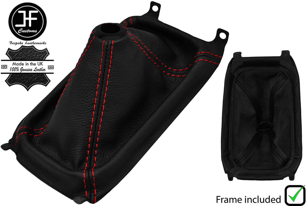 RED STICH LTHR GEAR GAITER+PLASTIC FRAME+TOP RING FOR HONDA CRX DEL SOL 92-98