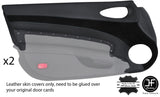 BLACK STITCH 2X DOOR CARD TRIM REAL LEATHER & SUEDE COVERS FOR 350Z 2006-2009