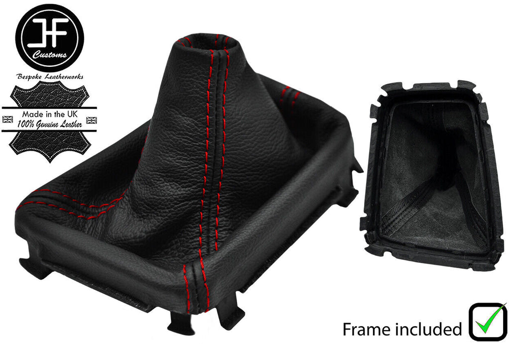 RED STITCH LEATHER MANUAL GEAR GAITER+PLASTIC FRAME FITS VOLVO V70 S60 01-07