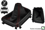 RED STITCH LEATHER MANUAL GEAR GAITER+PLASTIC FRAME FITS VOLVO V70 S60 01-07