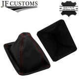 D RED STITCH LEATHER GEAR GAITER + METAL FRAME FITS ALFA ROMEO SPIDER 105