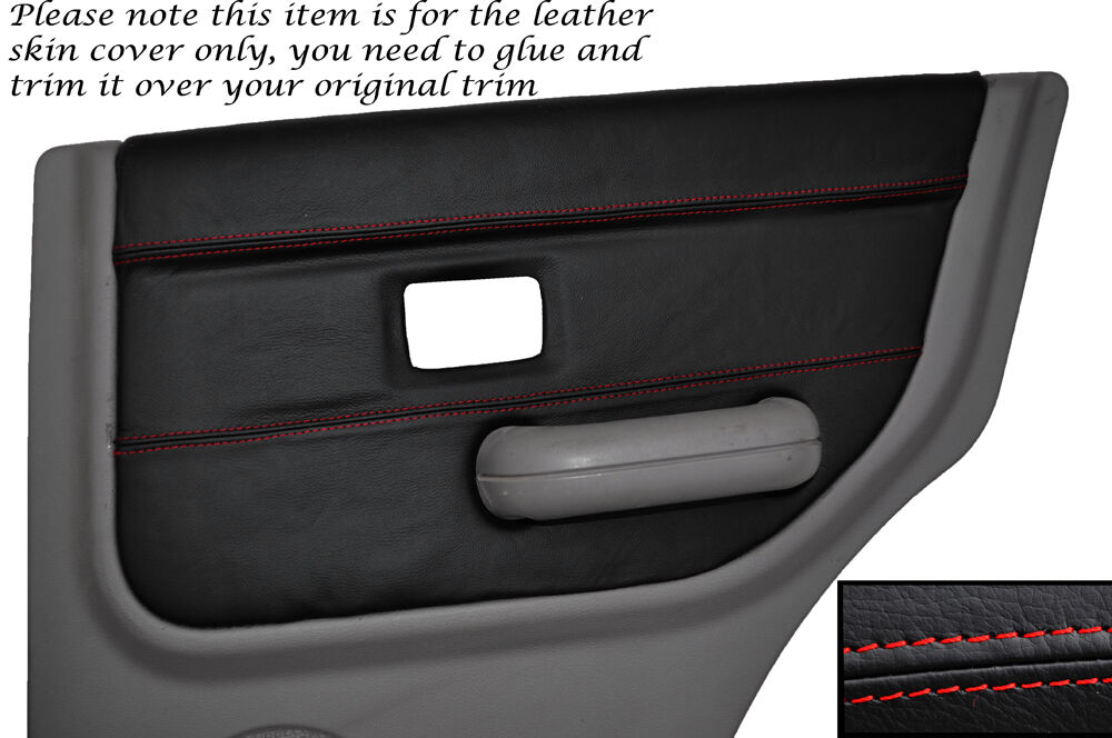 RED STITCH 2X REAR DOOR CARD SKIN COVER FITS LAND ROVER FREELANDER 98-03 5DR