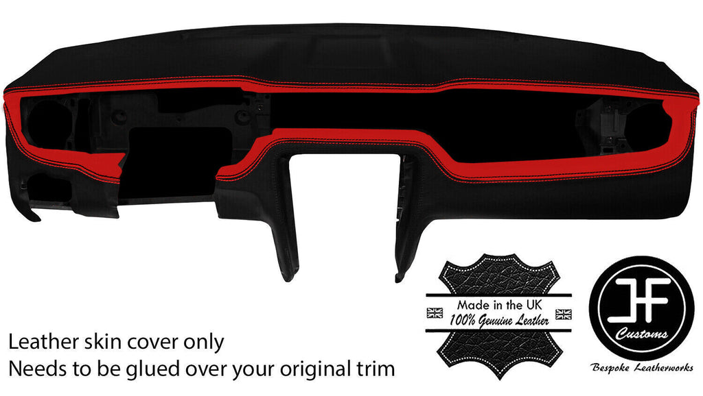 BLACK RED 2 TONE DASH DASHBOARD REAL LEATHER COVER FOR FORD MUSTANG 2010-2014