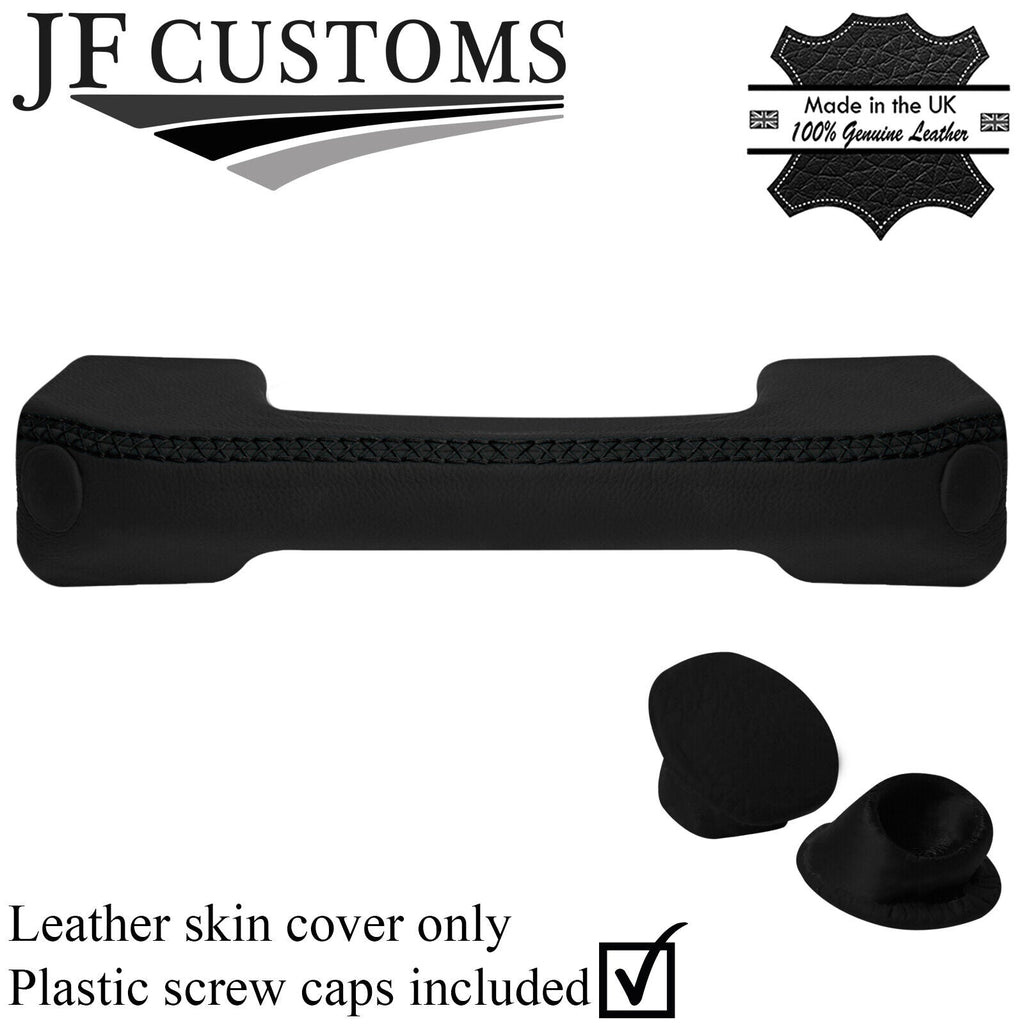 BLACK LUX-STITCH LEATHER DASH HANDLE + SCREW CAPS FOR LAND ROVER DEFENDER 07-16