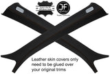 BROWN STITCH 2X A PILLAR REAL LEATHER COVERS FITS AUDI A6 C7 2011-2017